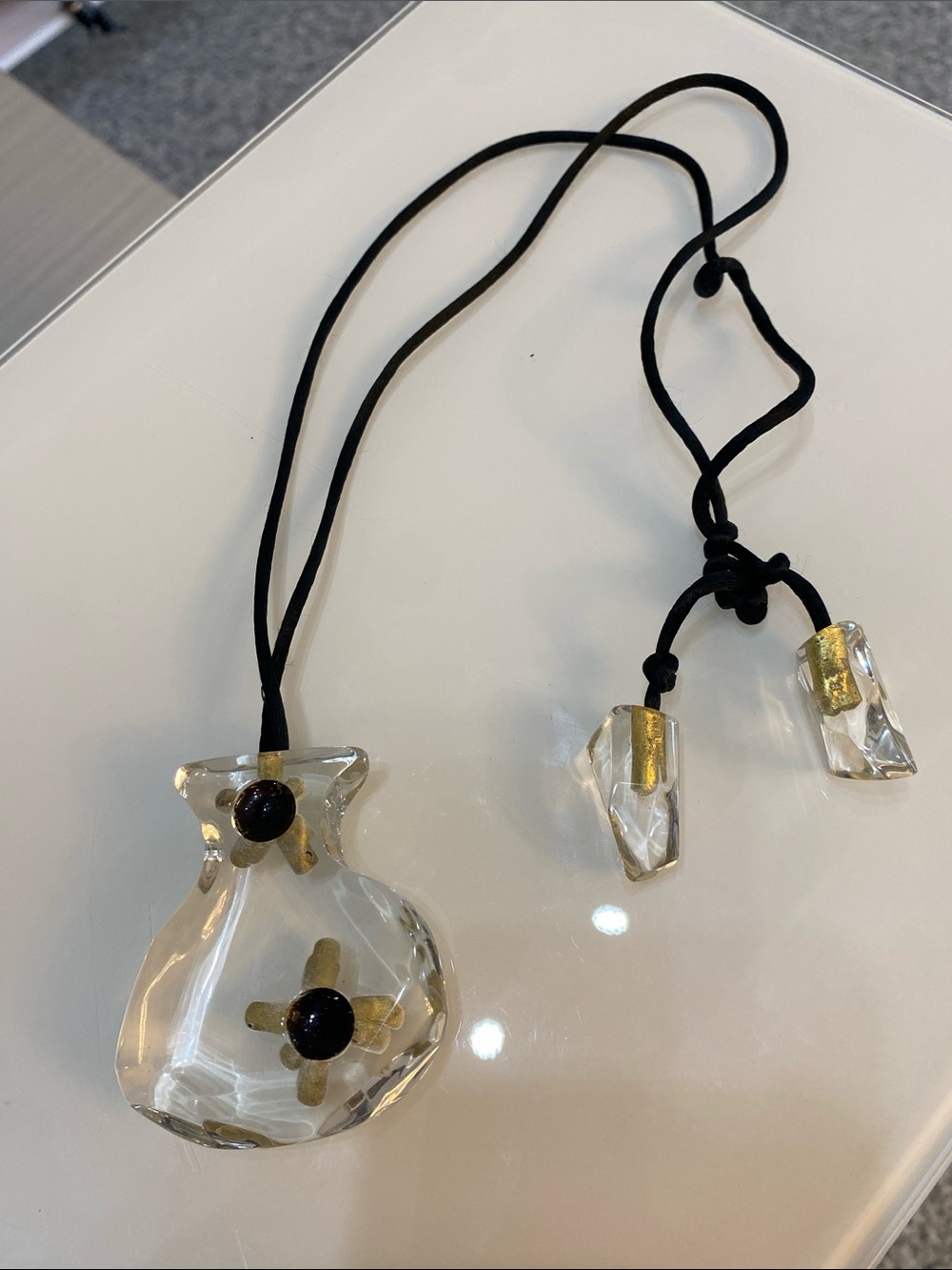 Clear Pendant Necklace with Gold Accents
